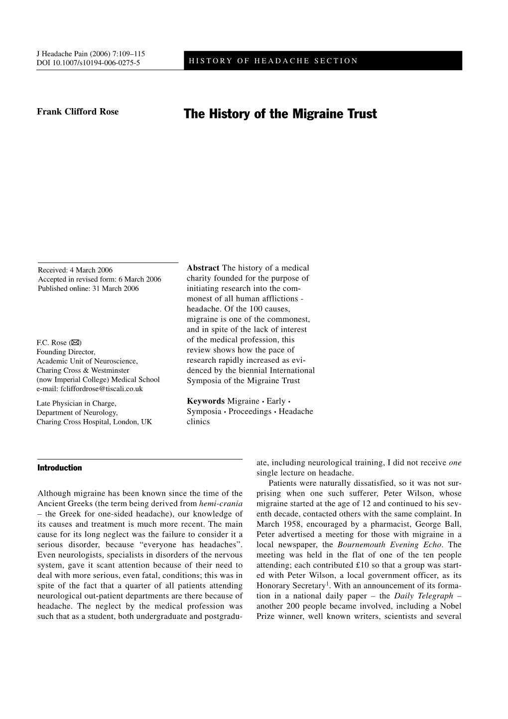 The History of the Migraine Trust