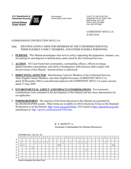 Identification Cards for Members of the Uniformed Services, Their Eligible Family Members, and Other Eligible Personnel