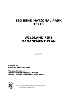 Wildland Fire Management Plan, Big Bend National