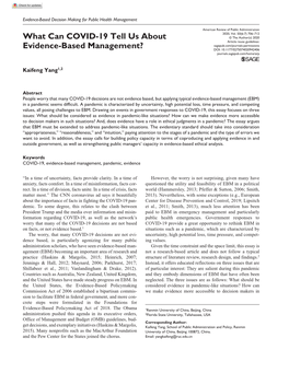 What Can COVID-19 Tell Us About Evidence-Based Management?