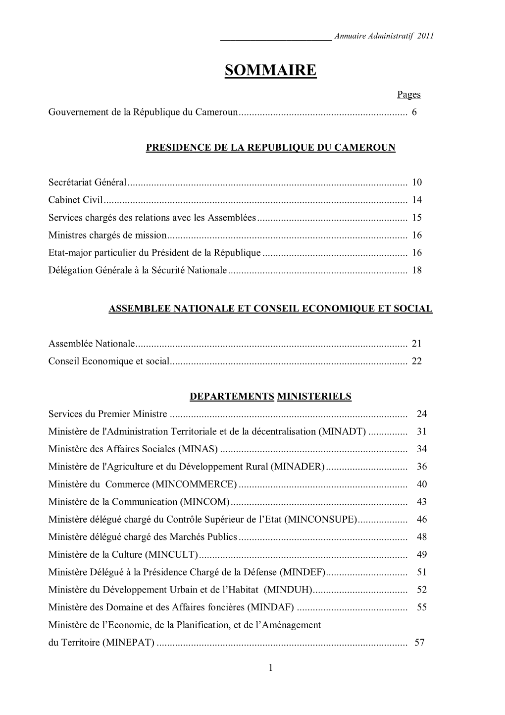 Gouvernement De La République Du Cameroun