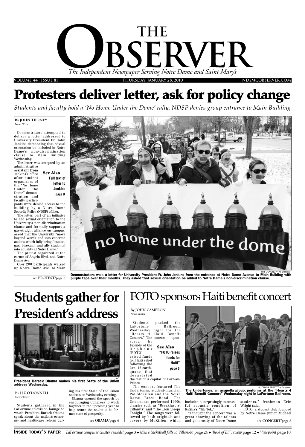 Protesters Deliver Letter, Ask for Policy Change Students Gather for President's Address