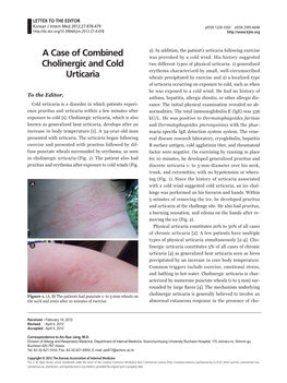 A Case of Combined Cholinergic and Cold Urticaria