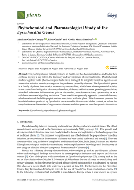 Phytochemical and Pharmacological Study of the Eysenhardtia Genus