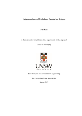 Understanding and Optimising Carsharing Systems Sisi Jian
