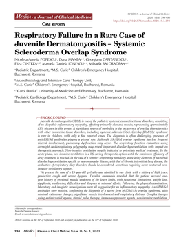 Respiratory Failure in a Rare Case of Juvenile Dermatomyositis