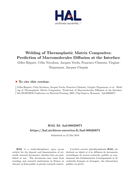 Welding of Thermoplastic Matrix Composites