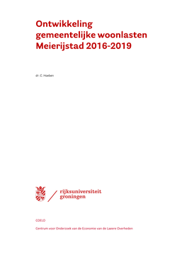 Ontwikkeling Gemeentelijke Woonlasten Meierijstad 2016-2019