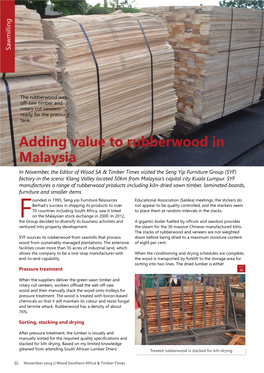 Adding Value to Rubberwood in Malaysia