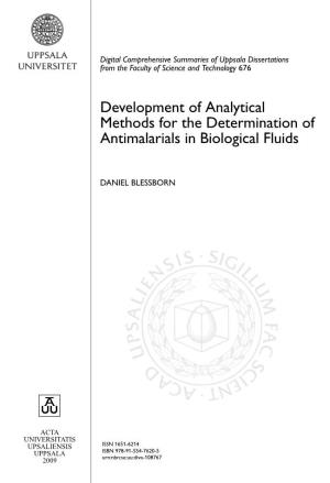 Development of Analytical Methods for the Determination of Antimalarials
