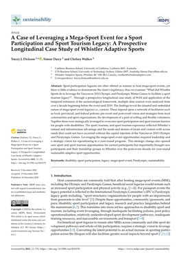A Case of Leveraging a Mega-Sport Event for a Sport Participation and Sport Tourism Legacy: a Prospective Longitudinal Case Study of Whistler Adaptive Sports