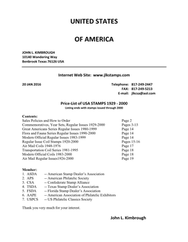 USA Price List (.PDF File)