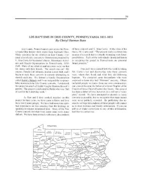 LDS BAPTISMS in ERIE COUNTY, PENNSYLVANIA 183 1- 1833 by Cheryl Hamon Bean