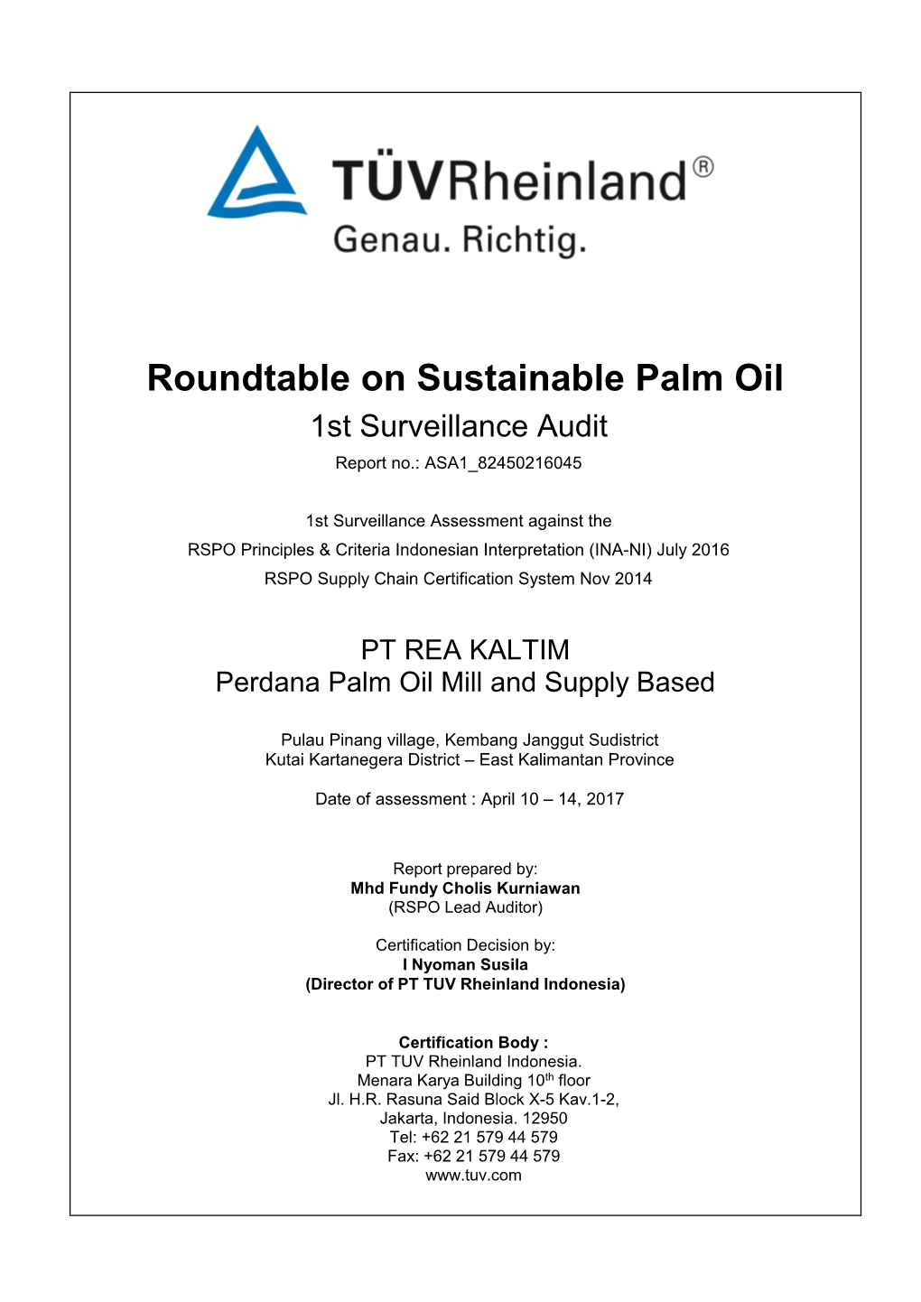 RSPO Public Summary Report Template