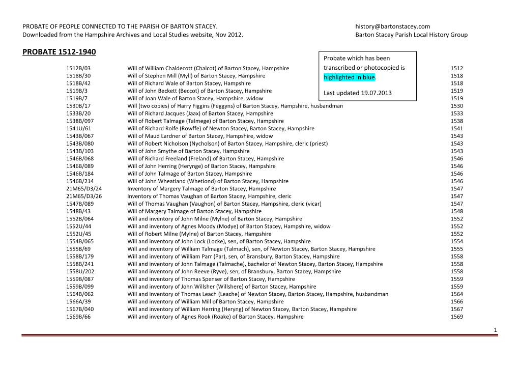 Probate 1512-1940