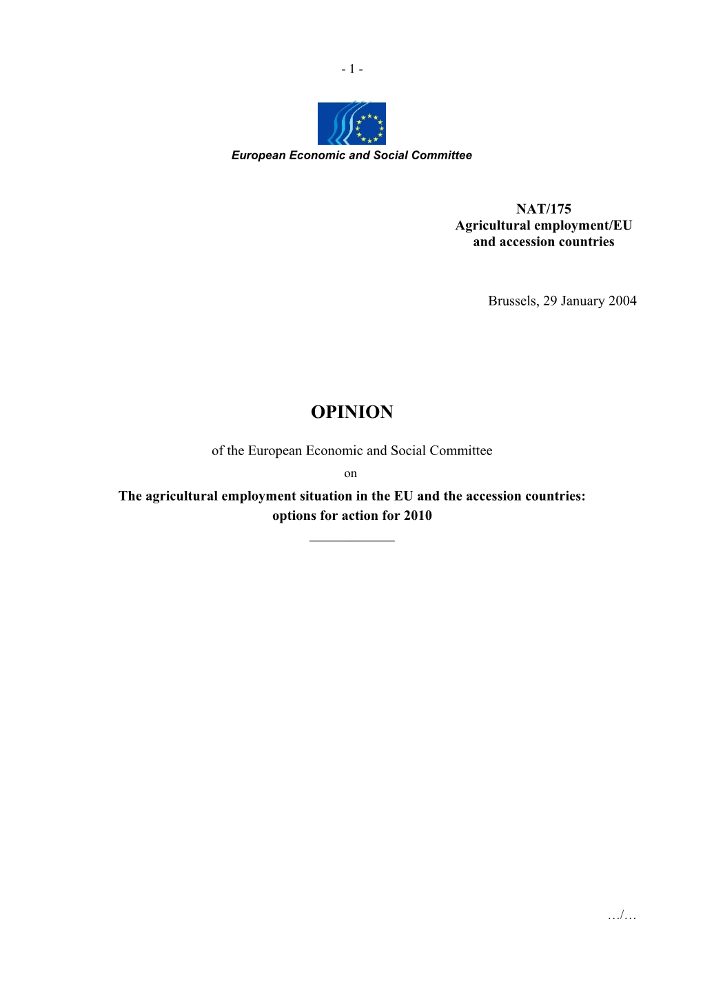 Committee Opinion CES109-2004 AC EN