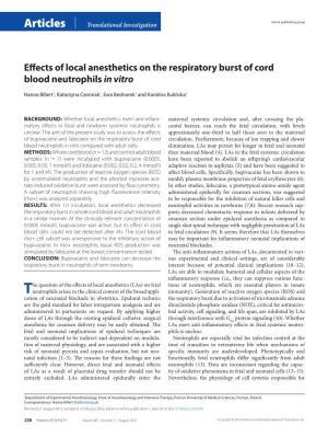 Effects of Local Anesthetics on the Respiratory Burst of Cord Blood Neutrophils in Vitro