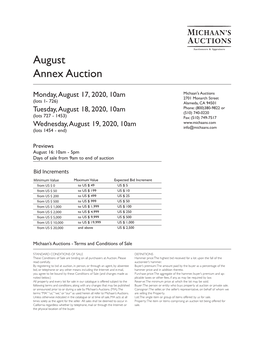 August Annex Auction