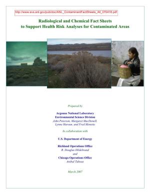 Radiological and Chemical Fact Sheets to Support Health Risk Analyses for Contaminated Areas