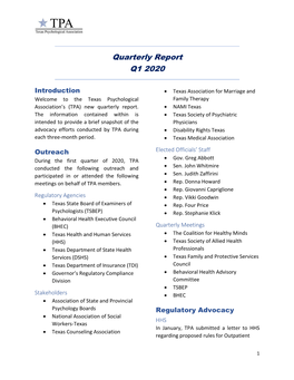 Advocacy Report Q1 2020