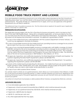 If You Are Interested in Operating a Food Truck in Any of the Yellow Areas