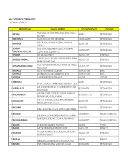 ASIA UNITED BANK CORPORATION List of Branches As of October 2018
