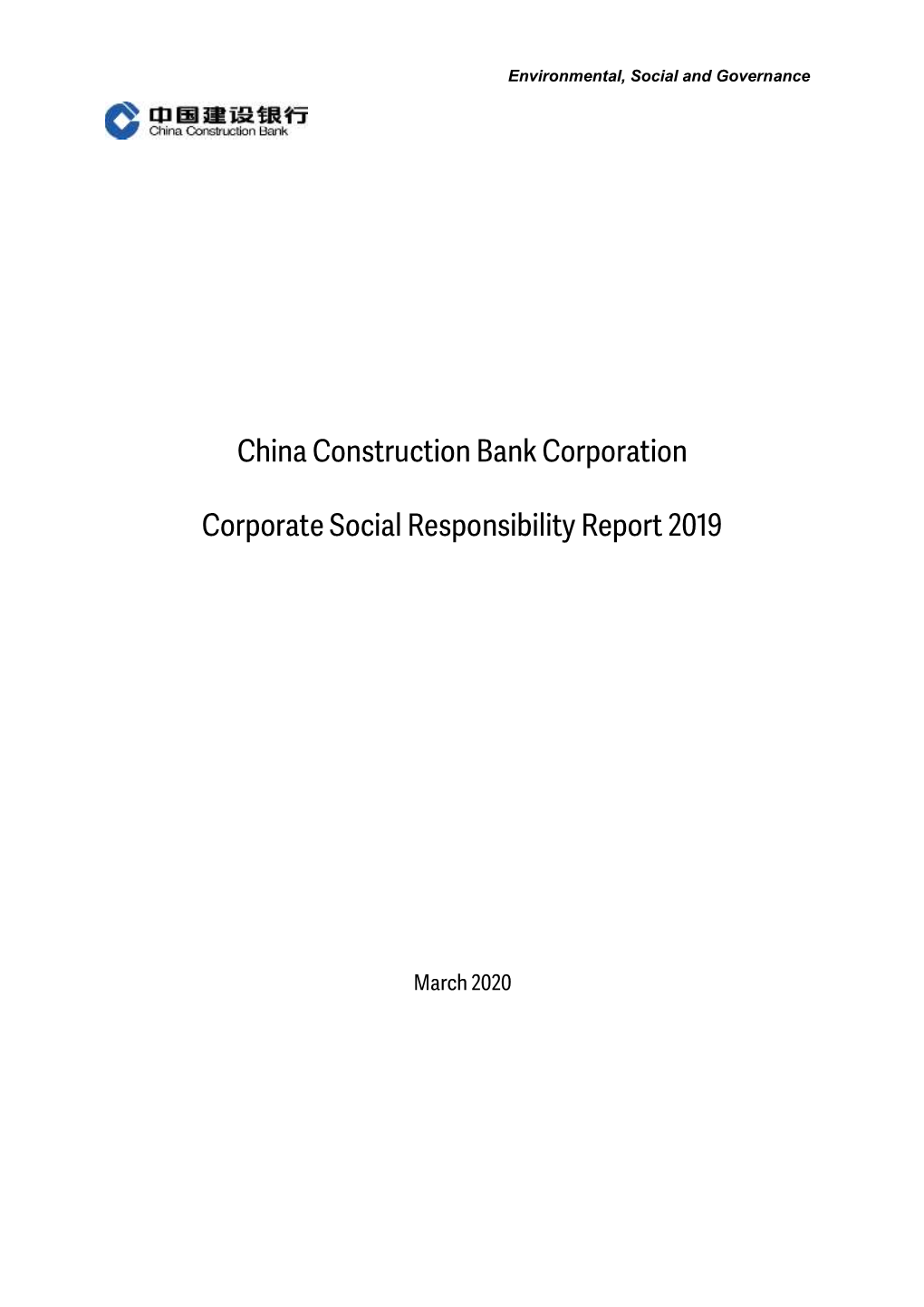 China Construction Bank Corporation Corporate Social Responsibility