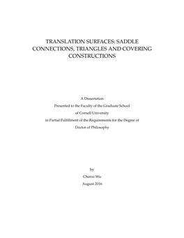 Translation Surfaces: Saddle Connections, Triangles and Covering Constructions