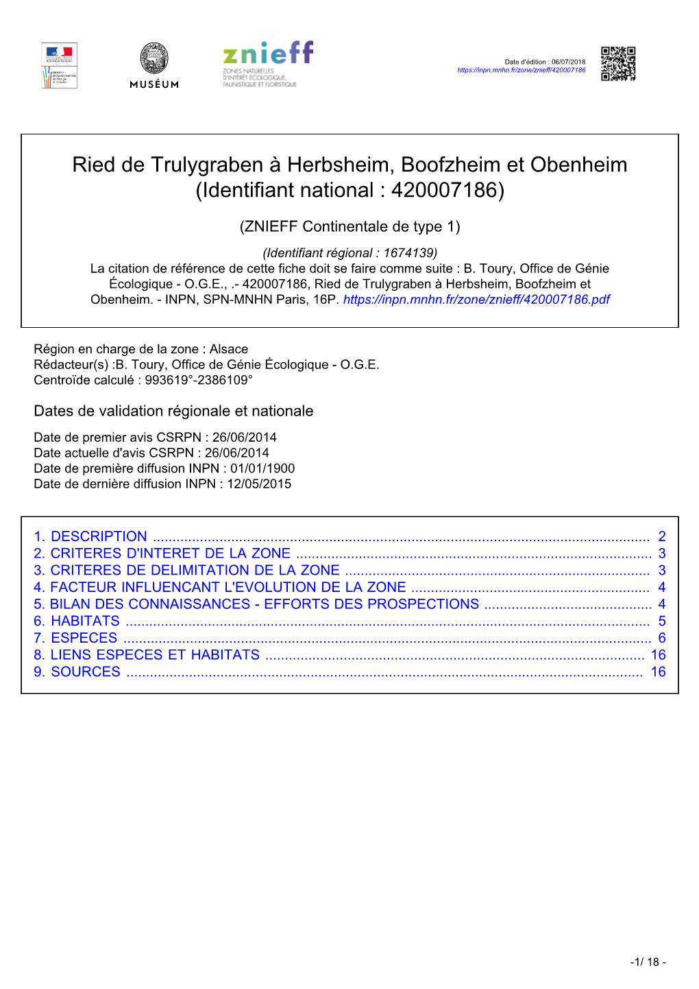 Ried De Trulygraben À Herbsheim, Boofzheim Et Obenheim (Identifiant National : 420007186)
