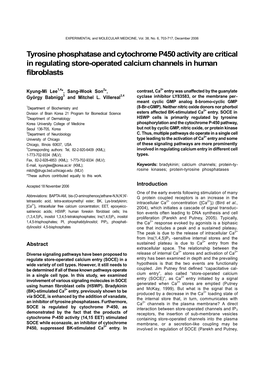 Tyrosine Phosphatase and Cytochrome P450 Activity Are Critical in Regulating Store-Operated Calcium Channels in Human Fibroblasts