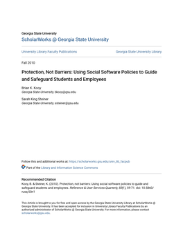 Protection, Not Barriers: Using Social Software Policies to Guide and Safeguard Students and Employees