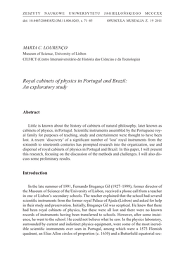 Royal Cabinets of Physics in Portugal and Brazil: an Exploratory Study
