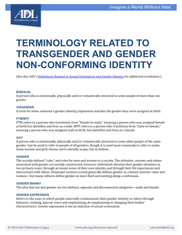 Terminology Related to Transgender and Gender Non-Conforming Identity
