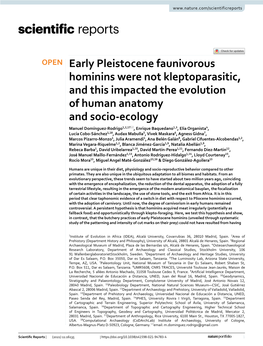 Early Pleistocene Faunivorous Hominins Were Not Kleptoparasitic