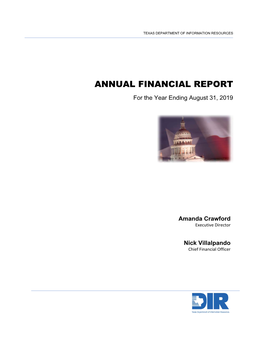 ANNUAL FINANCIAL REPORT for the Year Ending August 31, 2019