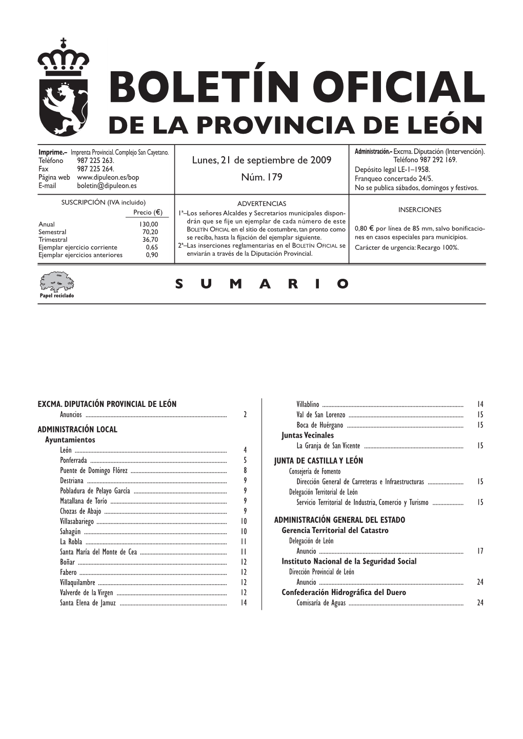 Boletín Oficial De La Provincia De León