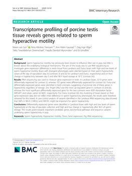 Transcriptome Profiling of Porcine Testis Tissue Reveals Genes Related