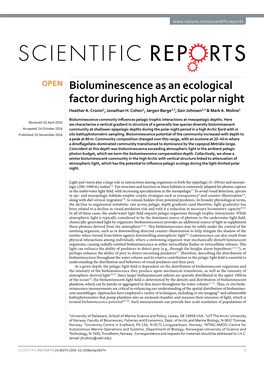 Bioluminescence As an Ecological Factor During High Arctic Polar Night Heather A