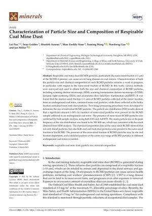 Characterization of Particle Size and Composition of Respirable Coal Mine Dust
