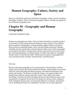 Human Geography: Culture, Society and Space Chapter 01