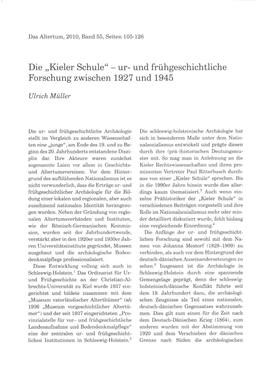 Die „Kieler Schule" - Ur- Und Frühgeschichtliche Forschung Zwischen 1927 Und 1945