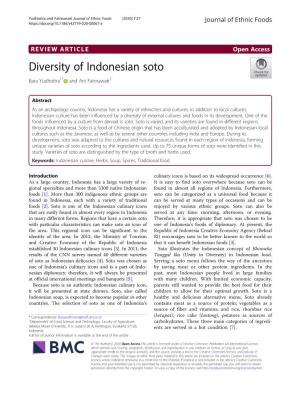 Diversity of Indonesian Soto Bara Yudhistira1* and Ani Fatmawati2