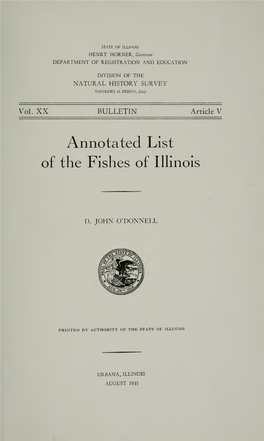 Annotated List of the Fishes of Illinois