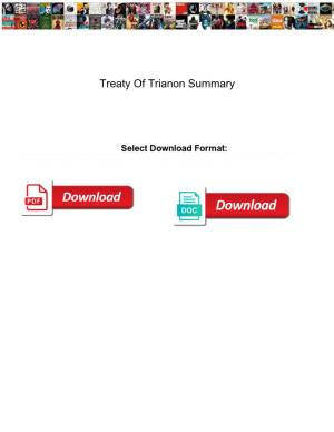 Treaty of Trianon Summary