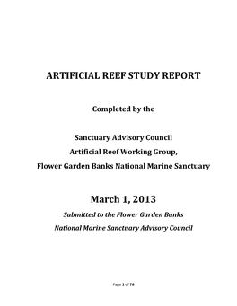 Artificial Reef Study Report