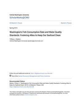 Washington's Fish Consumption Rate and Water Quality Standards: Fostering Allies to Keep Our Seafood Clean
