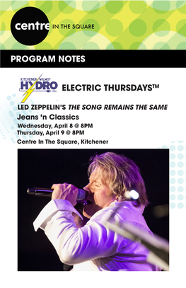 Program Notes Electric Thursdaystm