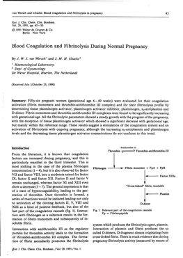 Blood Coagulation and Fibrinolysis During Normal Pregnancy