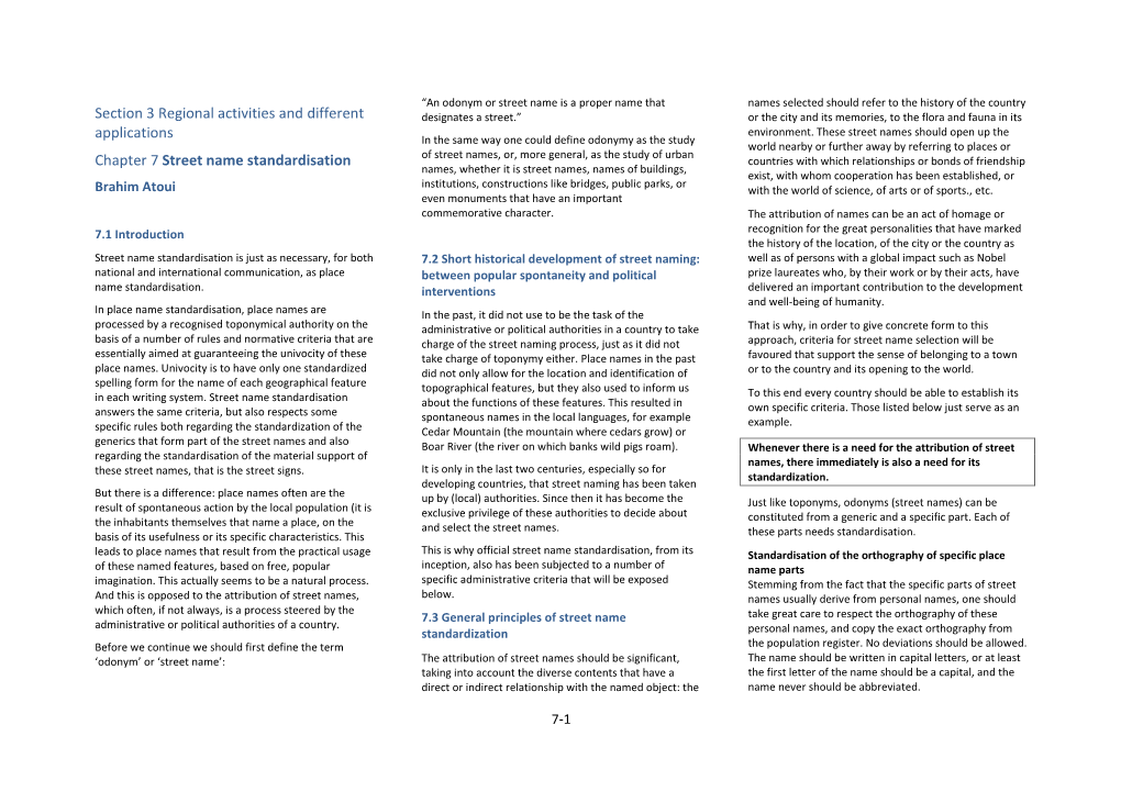 Section 3 Regional Activities and Different Applications Chapter 7