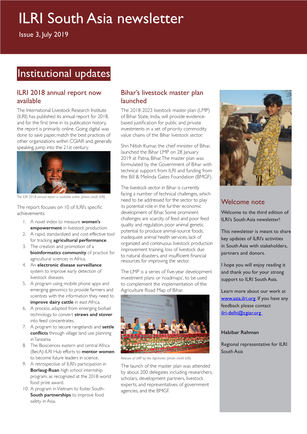 ILRI South Asia Newsletter Issue 3, July 2019